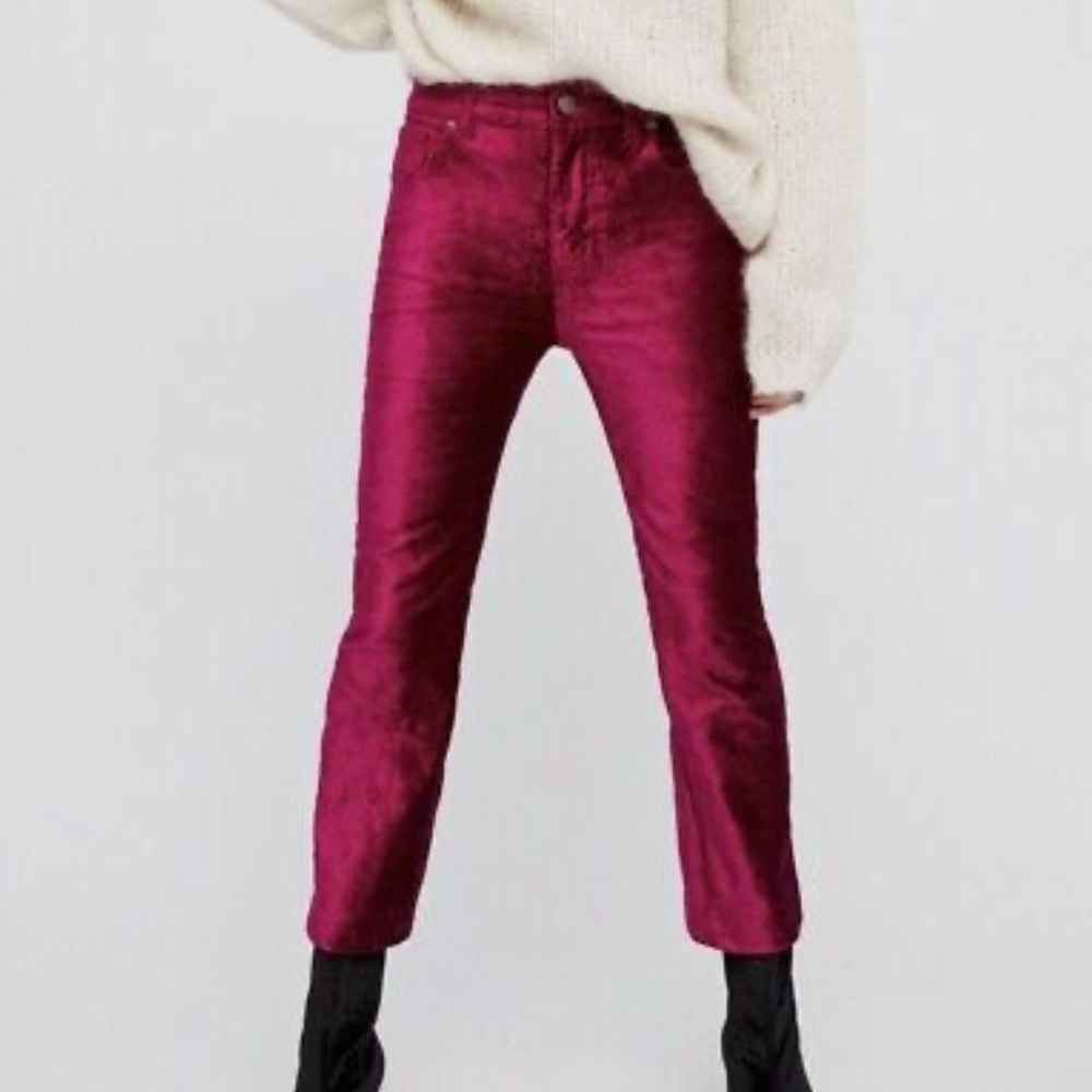 NWOT Free People Sz 26 Fuchsia Velvet Jeans